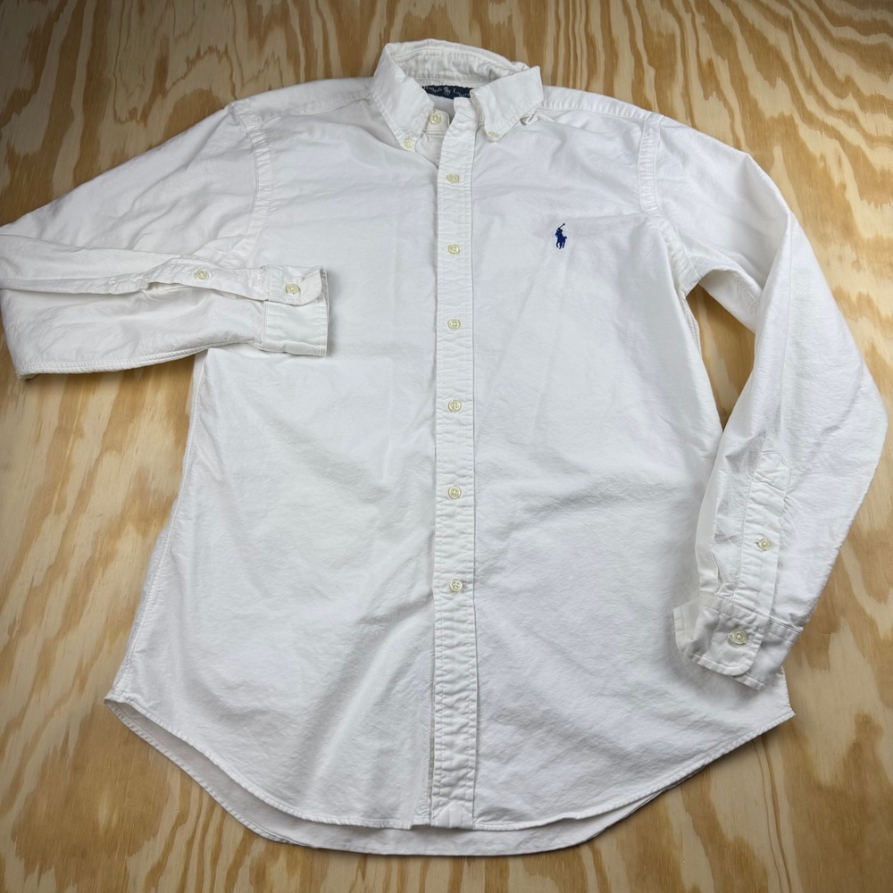 Polo Ralph Lauren Mens White Oxford Button Down Shirt Size Medium Long Sleeve